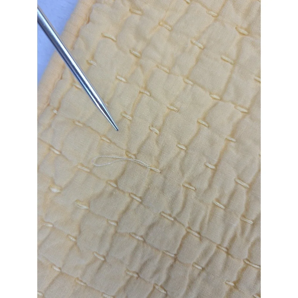2 Pottery Barn‎ Pick Stitch Quilted Standard Shams Cotton Linen Yellow Tie 2009